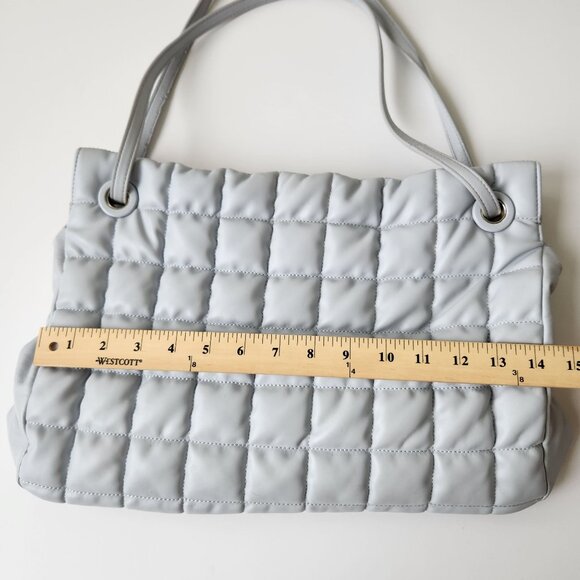 Vince Camuto Jass Quilted Puffy Large Shoulder Bag Tote Gray Faux Leather Soft - Picture 9 of 13